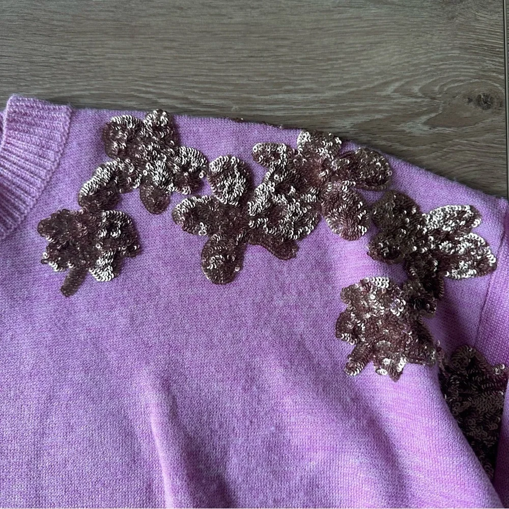 J. Crew 100% Merino Wool Embroidered Shoulders Sz M
